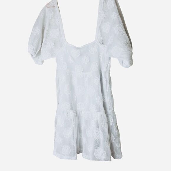 NWOT ASOS White Floral Puff Sleeve Dress 6 - Picture 1 of 5